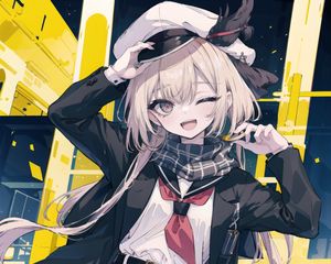 Preview wallpaper girl, hat, smile, pose, art, anime