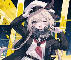 Preview wallpaper girl, hat, smile, pose, art, anime