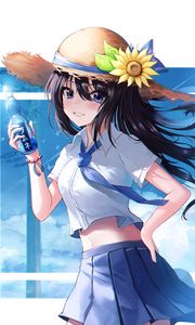 Preview wallpaper girl, hat, smile, happy, anime, art