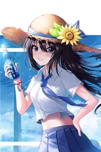 Preview wallpaper girl, hat, smile, happy, anime, art