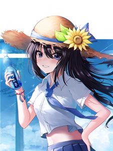 Preview wallpaper girl, hat, smile, happy, anime, art