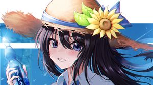 Preview wallpaper girl, hat, smile, happy, anime, art