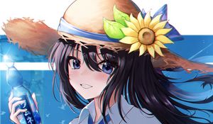 Preview wallpaper girl, hat, smile, happy, anime, art