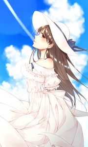 Preview wallpaper girl, hat, summer, anime, art, cartoon