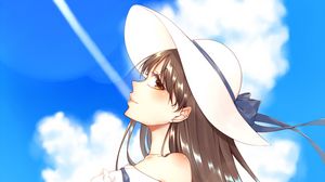 Preview wallpaper girl, hat, summer, anime, art, cartoon