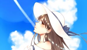 Preview wallpaper girl, hat, summer, anime, art, cartoon