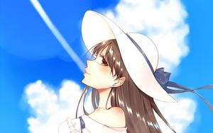 Preview wallpaper girl, hat, summer, anime, art, cartoon