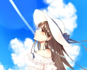 Preview wallpaper girl, hat, summer, anime, art, cartoon