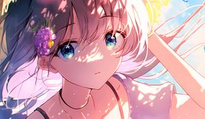 Preview wallpaper girl, hat, sunshine, summer, anime