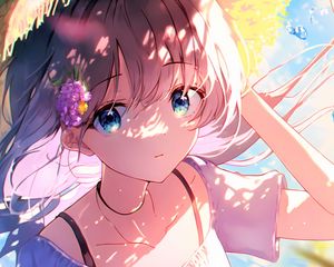 Preview wallpaper girl, hat, sunshine, summer, anime