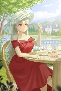 Preview wallpaper girl, hat, tea party, anime, art