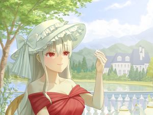 Preview wallpaper girl, hat, tea party, anime, art