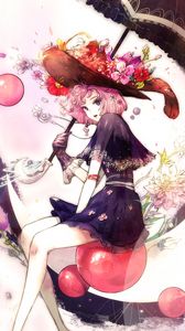 Preview wallpaper girl, hat, umbrella, anime, art