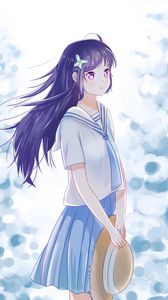 Preview wallpaper girl, hat, uniform, anime, art, cartoon
