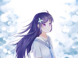 Preview wallpaper girl, hat, uniform, anime, art, cartoon