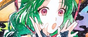 Preview wallpaper girl, hat, watercolor, snow, anime