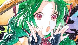 Preview wallpaper girl, hat, watercolor, snow, anime
