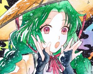 Preview wallpaper girl, hat, watercolor, snow, anime