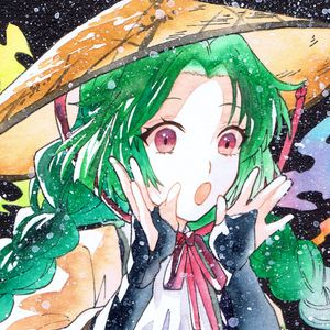 Preview wallpaper girl, hat, watercolor, snow, anime