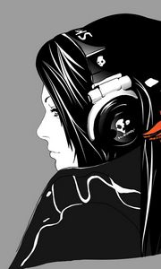 Preview wallpaper girl, headphones, a vector