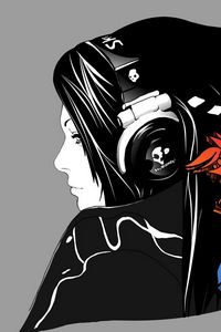 Preview wallpaper girl, headphones, a vector