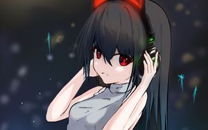 Preview wallpaper girl, headphones, anime