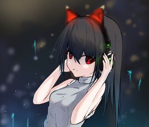 Preview wallpaper girl, headphones, anime