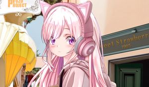 Preview wallpaper girl, headphones, ears, anime, art
