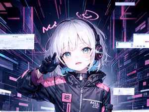 Preview wallpaper girl, headphones, gesture, anime