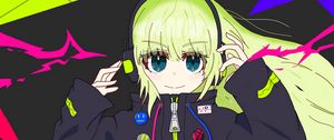 Preview wallpaper girl, headphones, music, anime, art, bright