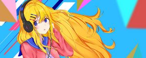 Preview wallpaper girl, headphones, player, music, anime