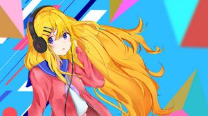 Preview wallpaper girl, headphones, player, music, anime