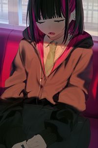 Preview wallpaper girl, headphones, sleep, art, anime