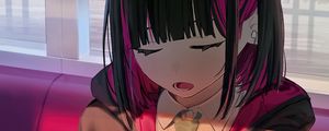 Preview wallpaper girl, headphones, sleep, art, anime