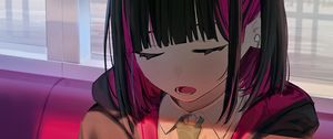 Preview wallpaper girl, headphones, sleep, art, anime