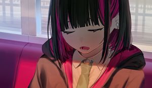 Preview wallpaper girl, headphones, sleep, art, anime