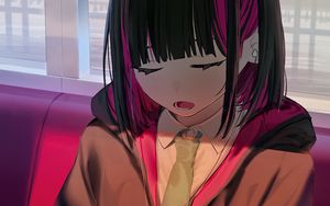 Preview wallpaper girl, headphones, sleep, art, anime