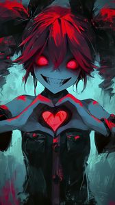 Preview wallpaper girl, heart, glance, art, anime