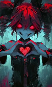 Preview wallpaper girl, heart, glance, art, anime