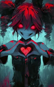 Preview wallpaper girl, heart, glance, art, anime