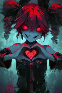 Preview wallpaper girl, heart, glance, art, anime