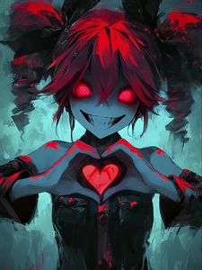 Preview wallpaper girl, heart, glance, art, anime