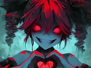 Preview wallpaper girl, heart, glance, art, anime