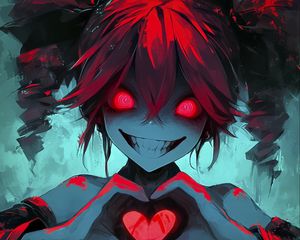 Preview wallpaper girl, heart, glance, art, anime