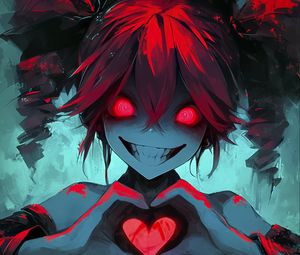 Preview wallpaper girl, heart, glance, art, anime