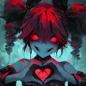 Preview wallpaper girl, heart, glance, art, anime