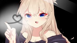 Preview wallpaper girl, heart, glass, anime