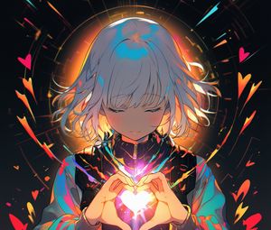 Preview wallpaper girl, heart, glow, anime