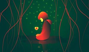 Preview wallpaper girl, heart, glow, stars
