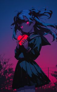 Preview wallpaper girl, heart, love, anime, art